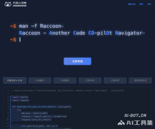 代码小浣熊Raccoon - 1234.chat