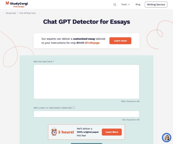 StudyCorgi ChatGPT Detector - 1234.chat